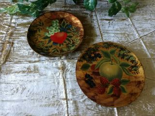 Oriental Accent Plates 2 Hand Painted Lustrous Fruit 10 