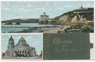 1906 Greetings From San Francisco Folded Attachment Views Of City Postcard