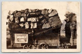 Sheridan Wy Wagonful Of Monarch Coal One Ton For 3 Black Diamonds Rppc 1920s Pc