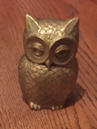 Vintage 4” Tall Solid Brass Owl Trinket/stash Box Castilian Imports Retro Rare