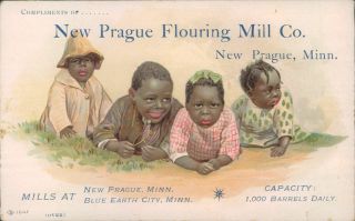 Black Americana,  1900 ' s Prague,  MN.  Flouring Mill Co.  Young Black Children 2