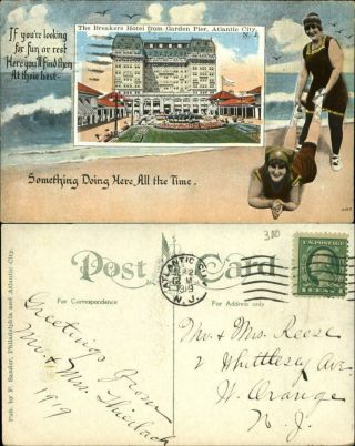 Breakers Hotel Atlantic City Jersey Nj Inset Beach Vintage Swim Suits 1919