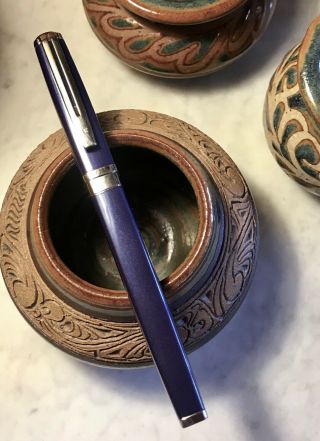Waterman " Exception " Slim Blue Silver Plated Rollerball
