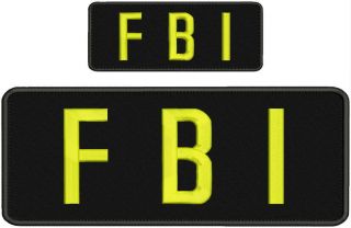 " Fbi " Embroidery Patches 4x10 And 2x5 Inches Hook On Back Yellow