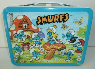 1983 Vintage Smurfs Metal Lunch Box - King - Seeley