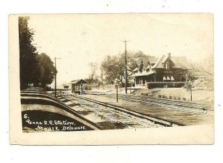 Penna Pa Railroad Station Newark Delaware Rppc Depot Circa 1910
