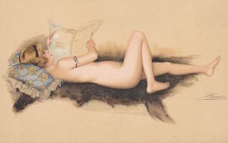 Risqué Full Nude Woman By Suzanne Meunier C1920s Vintage Postcard