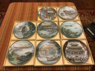 Imperial Jingdezhen Scenes From The Summer Palace Plates Matching Box/euc