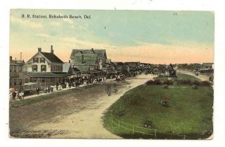 Rehoboth Beach Delaware Railroad Station Postcard 1912