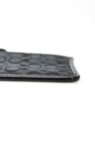 Coach Womens Monogram Canvas Patent Leather Trim Key Chain Card Holder Black 7