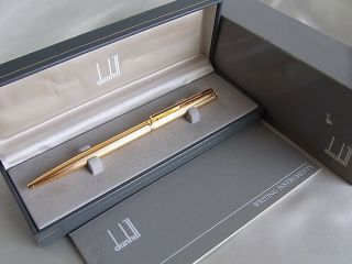 Dunhill Gemline Ball Point Pen Gold Plated Barley Red Line Clip