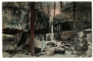 Oh Ohio Springfield Fern Cliff Cemetery Waterfall Scene Clark County Postcard
