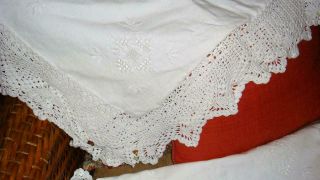 Mia Armand Of Beverly Hills 2 White King Crochet & Lace Pillow Shams Vtg Zipper 2