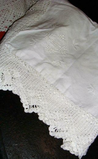 Mia Armand Of Beverly Hills 2 White King Crochet & Lace Pillow Shams Vtg Zipper 3