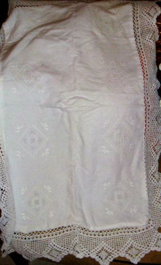 Mia Armand Of Beverly Hills 2 White King Crochet & Lace Pillow Shams Vtg Zipper 4