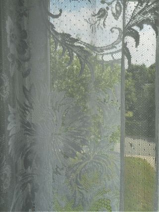 2) White Sheer Lace w/ Rose Floral Design Vintage Panels Curtains 63 