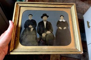 Antique Large Unusual Tintype Dag Framed Hand Painted Tinted Colored Cool