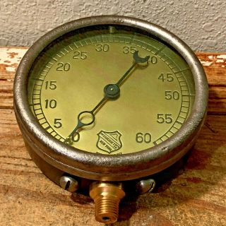 Dated 1910: Vintage Ashcroft Brass Pressure Gauge,  Antique,  Steampunk
