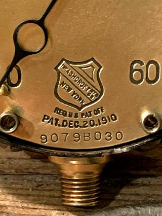 DATED 1910: Vintage ASHCROFT Brass Pressure Gauge,  Antique,  Steampunk 4