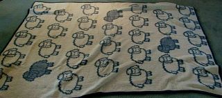 Vintage Vuteks Vukovar Crown Crafts Blanket Reversible Sheep Made In Yugoslavia