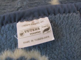 Vintage VUTEKS Vukovar Crown Crafts Blanket Reversible Sheep Made in Yugoslavia 6
