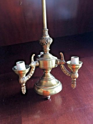 Vintage Ornate Solid Brass Bronze Body Column 3 Arms Chandelier Lamp Parts