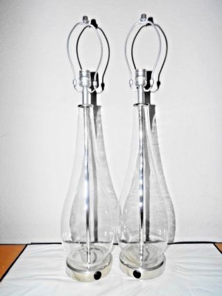 Lamps A 30 " H Hotel Style Fancy Glass & Chrome Base Switched Table Lamps