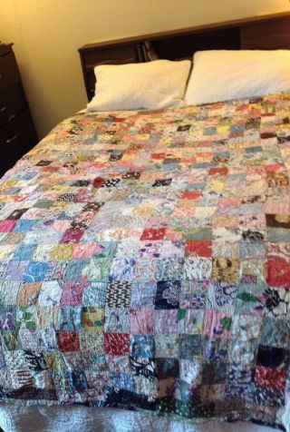 Vintage Handmade Completely Hand Stitched,  Patchwork Quilt.