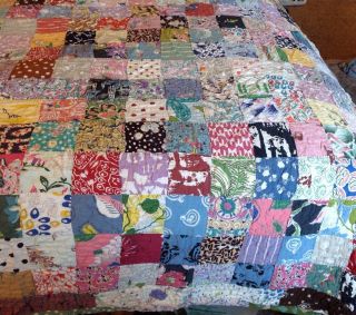 Vintage Handmade Completely Hand Stitched,  Patchwork Quilt. 4