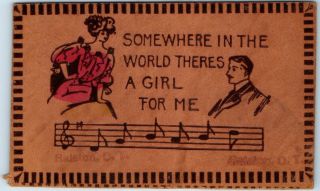 1900s Ralston Oklahoma Territory Leather Greetings Postcard Romance