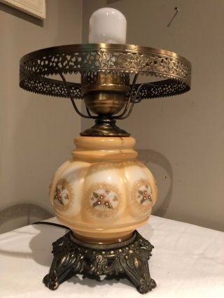 Accurate Casting Co.  Large Vintage Hurricane Candelabra Lamp Floral