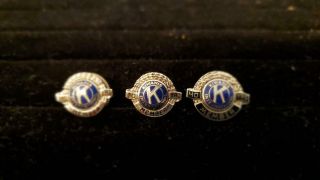 3 Kiwanis International Member 14k White Gold Service Pins (25,  30,  40 Years) J63