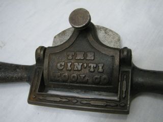 Antique Cin ' Ti Tool Co Ornate Spoke Shave Draw Knife Cincinnati Hargrave Iron 2