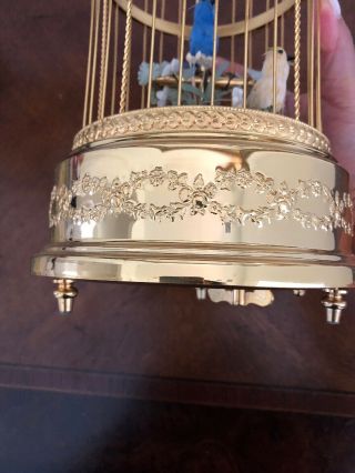 Pre - owned Swiss Reuge Music Singing Birds Gold Birdcage 10