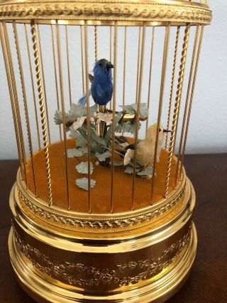Pre - owned Swiss Reuge Music Singing Birds Gold Birdcage 2
