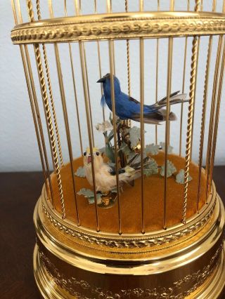 Pre - owned Swiss Reuge Music Singing Birds Gold Birdcage 3