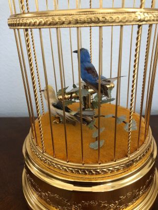 Pre - owned Swiss Reuge Music Singing Birds Gold Birdcage 4