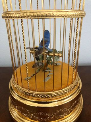 Pre - owned Swiss Reuge Music Singing Birds Gold Birdcage 5