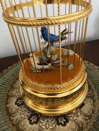 Pre - owned Swiss Reuge Music Singing Birds Gold Birdcage 6