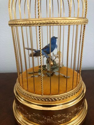 Pre - owned Swiss Reuge Music Singing Birds Gold Birdcage 7