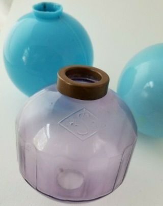ANTIQUE LIGHTNING ROD BALLS 3 Blue Milk Glass and Amethyst Glass 4