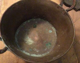 Antique/vintage? Size Hand Made Copper Kettle With 2 Handles 11x5 1/4 Deep