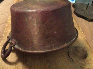 Antique/Vintage? Size Hand Made Copper Kettle With 2 Handles 11x5 1/4 Deep 2