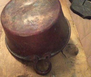 Antique/Vintage? Size Hand Made Copper Kettle With 2 Handles 11x5 1/4 Deep 3