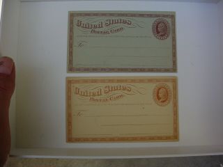 Unusual Color Two 1873 Us Postal Cards 1 Cent Card