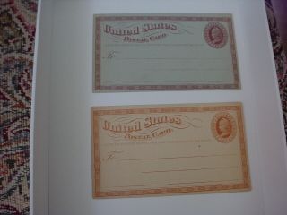 UNUSUAL COLOR TWO 1873 US POSTAL CARDS 1 CENT CARD 2