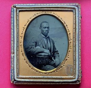 C1870 Young Black Gentleman 6th Plate Tintype African American Photo Civil War