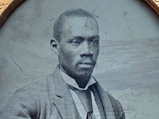 c1870 Young Black GENTLEMAN 6th Plate TINTYPE African American Photo CIVIL WAR 8