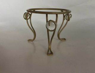 Vintage Solid Brass Stand Sphere Orb Crystal Candle Holder
