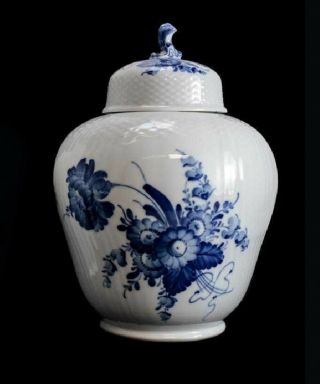 Royal Copenhagen Porcelain Blue & White Blue Flower Ginger Jar,  1st Half 20th C